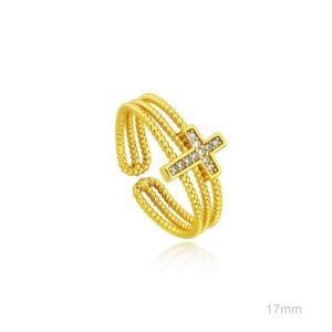 Anillo Latón Chapado en Oro Ajustable CRUZ