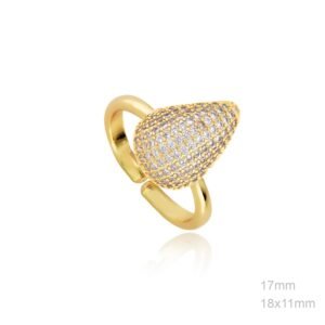 Anillo Latón Chapado Gota Ajustable