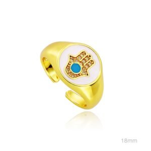 Anillo Latón Mano de Fátima Chapado Oro Ajustable