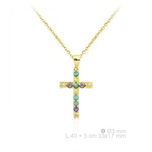 Colgante Cruz c/cadena c.color