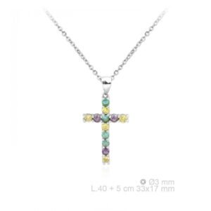 Colgante Cruz c/cadena c.color