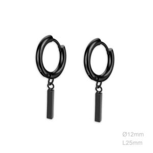 Pendientes Aro Barrita Negro ACERO