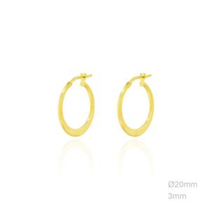 Pendientes de plata ley aro liso de 20 mm