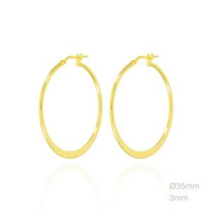 Pendientes de plata de ley aro liso de 25 y 35 mm