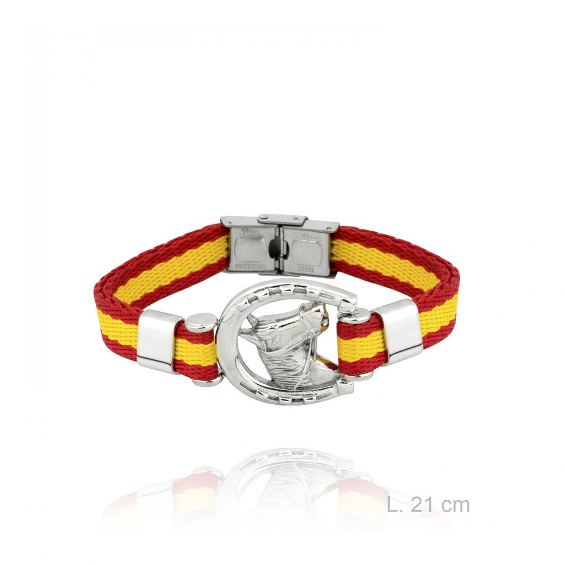 Pulsera de acero con bandera en tela de algodón ESPAÑA