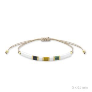 PULSERA DE PLATA DE LEY Y BEADS DORADOS