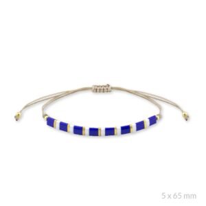 PULSERA DE PLATA DE LEY Y BEADS DORADOS