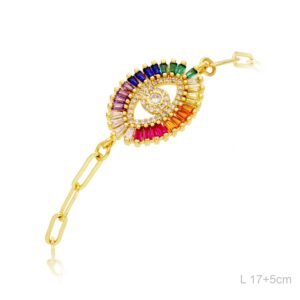 Pulsera Latón Chapada en Oro OJO ARCOIRIS