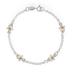 Pulseras margaritas esmalte plata de ley.