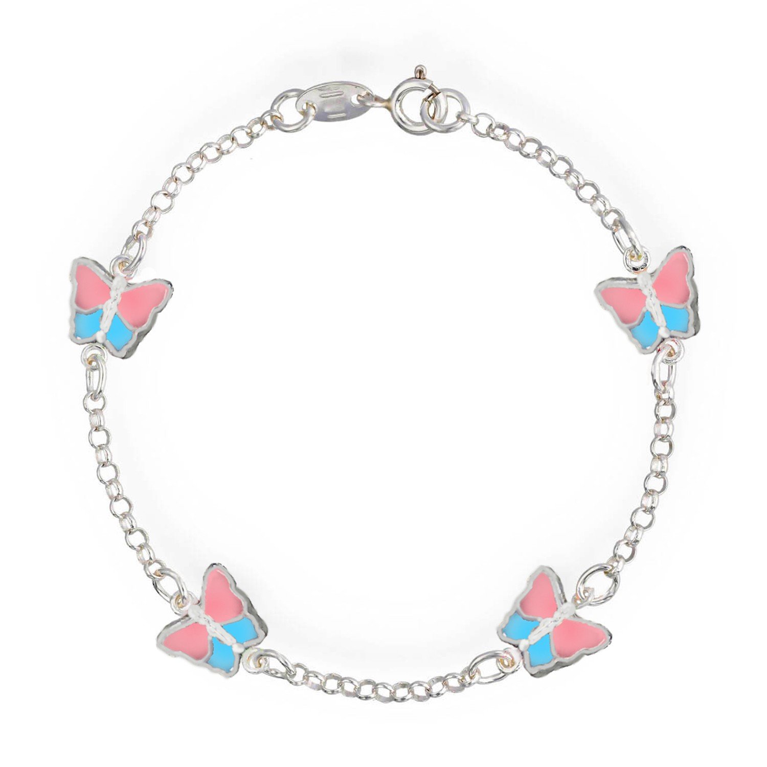 Pulsera mariposa esmalte plata de ley.